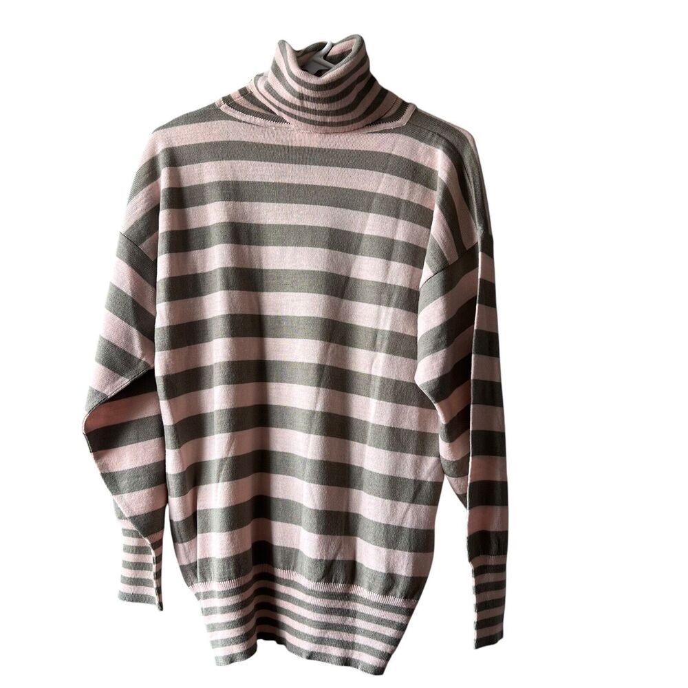 Vintage Mondi Turtleneck Sweater Sz. Eu 36/US 6 Pink Brown‎ Striped Long Sleeve